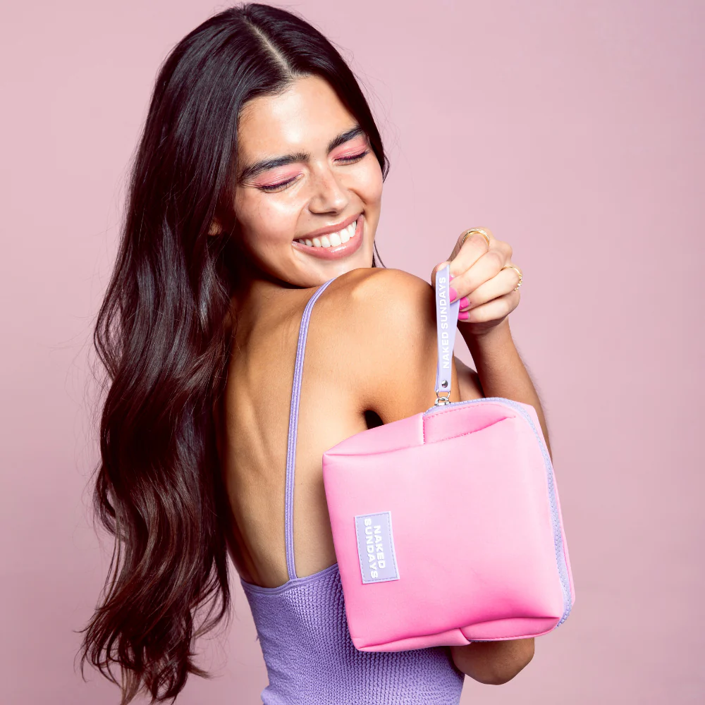 Luxe Pink Neoprene Makeup Bag - Image 3