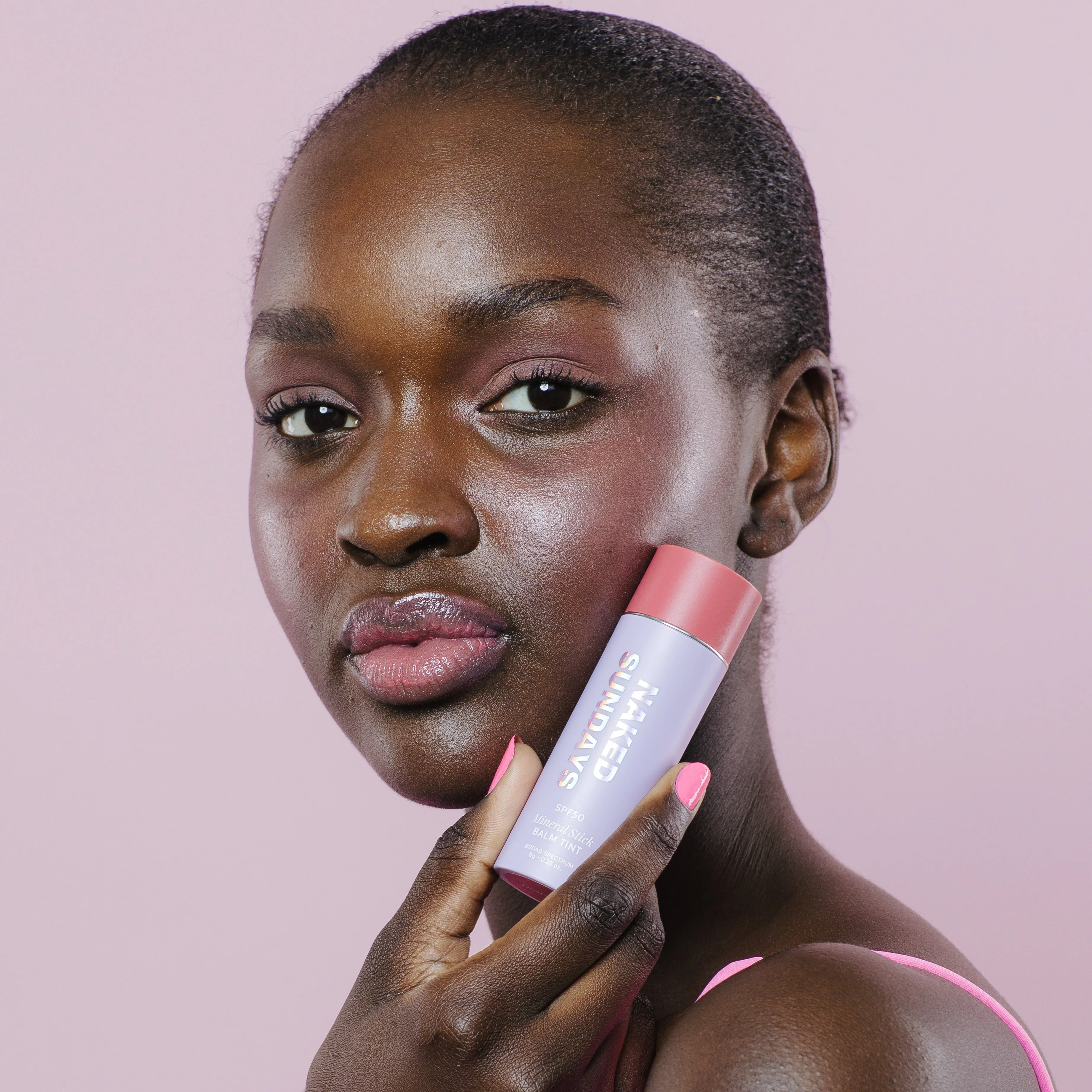 SPF50 GlowBalm Peptide Stick - Dusty Rose Pink - Image 3