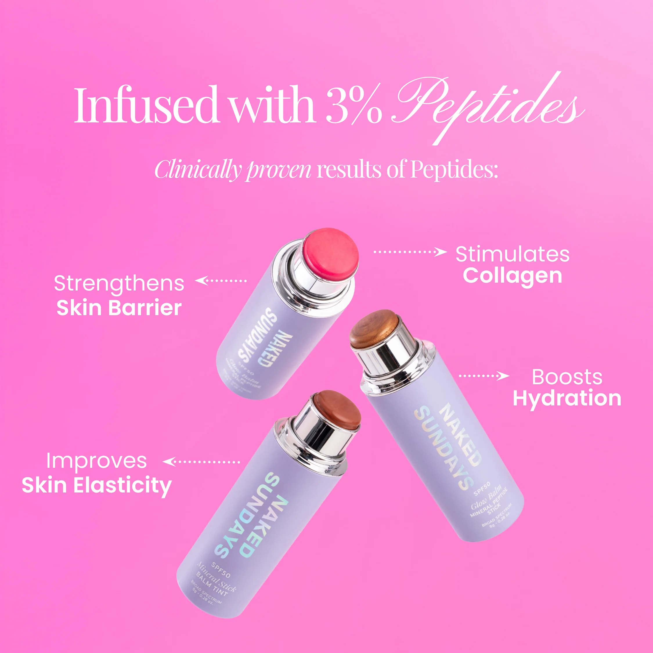 SPF50 GlowBalm Peptide Stick - Dusty Rose Pink - Image 4